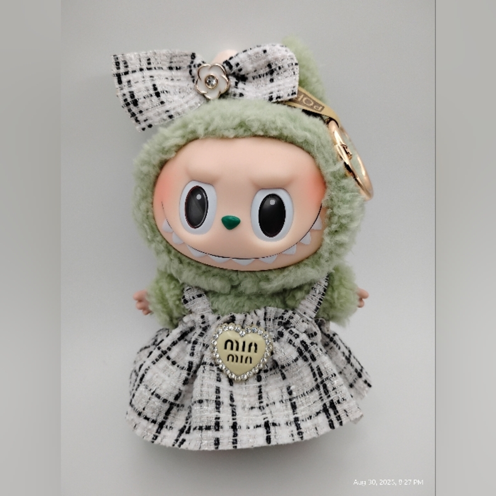 Labubu Miu Miu Vibes White&Black Dress with Headbow(LABUBU NOT INCLUDED) - Picture 1 of 2